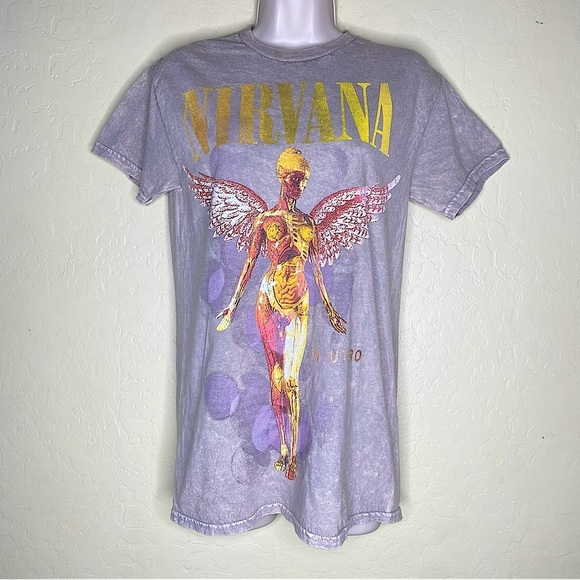 Nirvana In Utero Live ‘93 Tour Y2K Acid Wash Graphic T-Shirt Nwt Size S Small - Picture 2 of 12